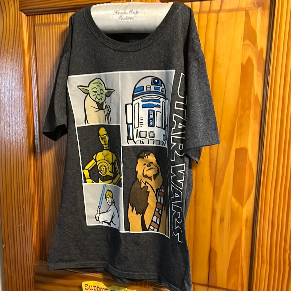 Boys Size Medium Star Wars Gray Short Sleeve w/ Iconic Characters by Mad Engine